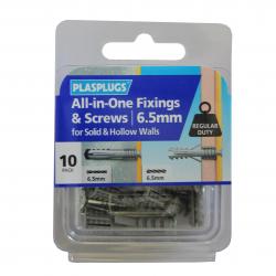 10 x 6.5mm All-in-One Multipurpose Fixings & Screws