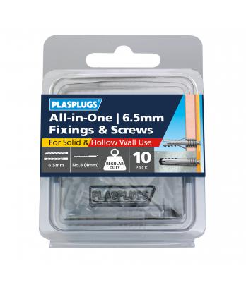 10 x 6.5mm All-in-One Multipurpose Fixings & Screws