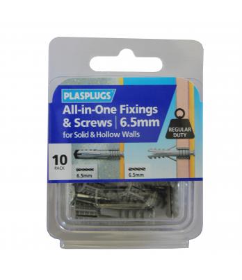 10 x 6.5mm All-in-One Multipurpose Fixings & Screws