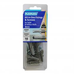 10 x 8mm All-in-One Multipurpose Fixings & Screws
