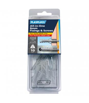 10 x 8mm All-in-One Multipurpose Fixings & Screws