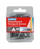 20 x Regular Duty Plasterboard Fixings & Screws