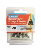 20 x Regular Duty Plasterboard Fixings & Screws