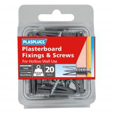 20 x Regular Duty Plasterboard Fixings & Screws