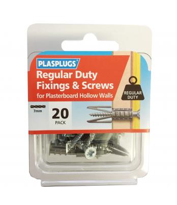 20 x Regular Duty Plasterboard Fixings & Screws