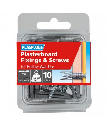 10 x Regular Duty Plasterboard Fixings & Screws