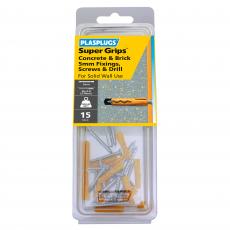 15 x Regular Duty Yellow Supergrips Pack with Screws and Drill Bit