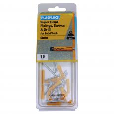 15 x Regular Duty Yellow Supergrips Pack with Screws and Drill Bit
