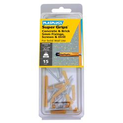 15 x Regular Duty Yellow Supergrips Pack with Screws and Drill Bit