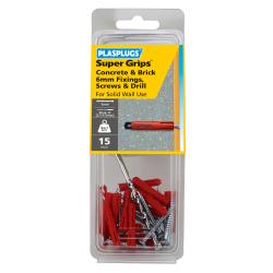 15 x Regular Duty Supergrips Pack with Screws and Drill Bit