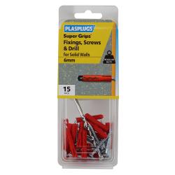 15 x Regular Duty Supergrips Pack with Screws and Drill Bit