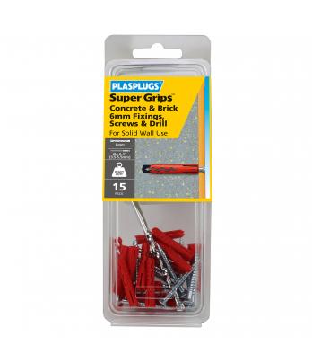 15 x Regular Duty Supergrips Pack with Screws and Drill Bit