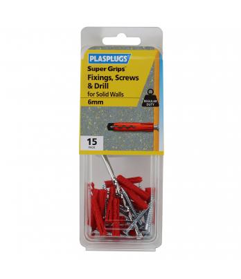 15 x Regular Duty Supergrips Pack with Screws and Drill Bit