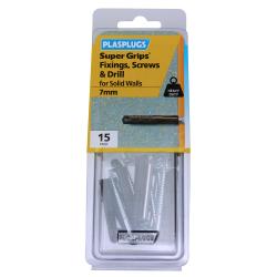 15 x Heavy Duty Brown Supergrips Pack with Screws and Drill Bit
