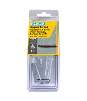 15 x Heavy Duty Brown Supergrips Pack with Screws and Drill Bit