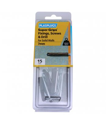 15 x Heavy Duty Brown Supergrips Pack with Screws and Drill Bit