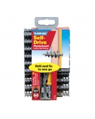 50 x Nylon Self Drive Regular Duty Fixings Clip Pack + Drill & Driver