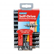 50 x Nylon Self Drive Regular Duty Fixings Clip Pack + Drill & Driver