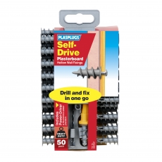 50 x Nylon Self Drive Regular Duty Fixings Clip Pack + Drill & Driver