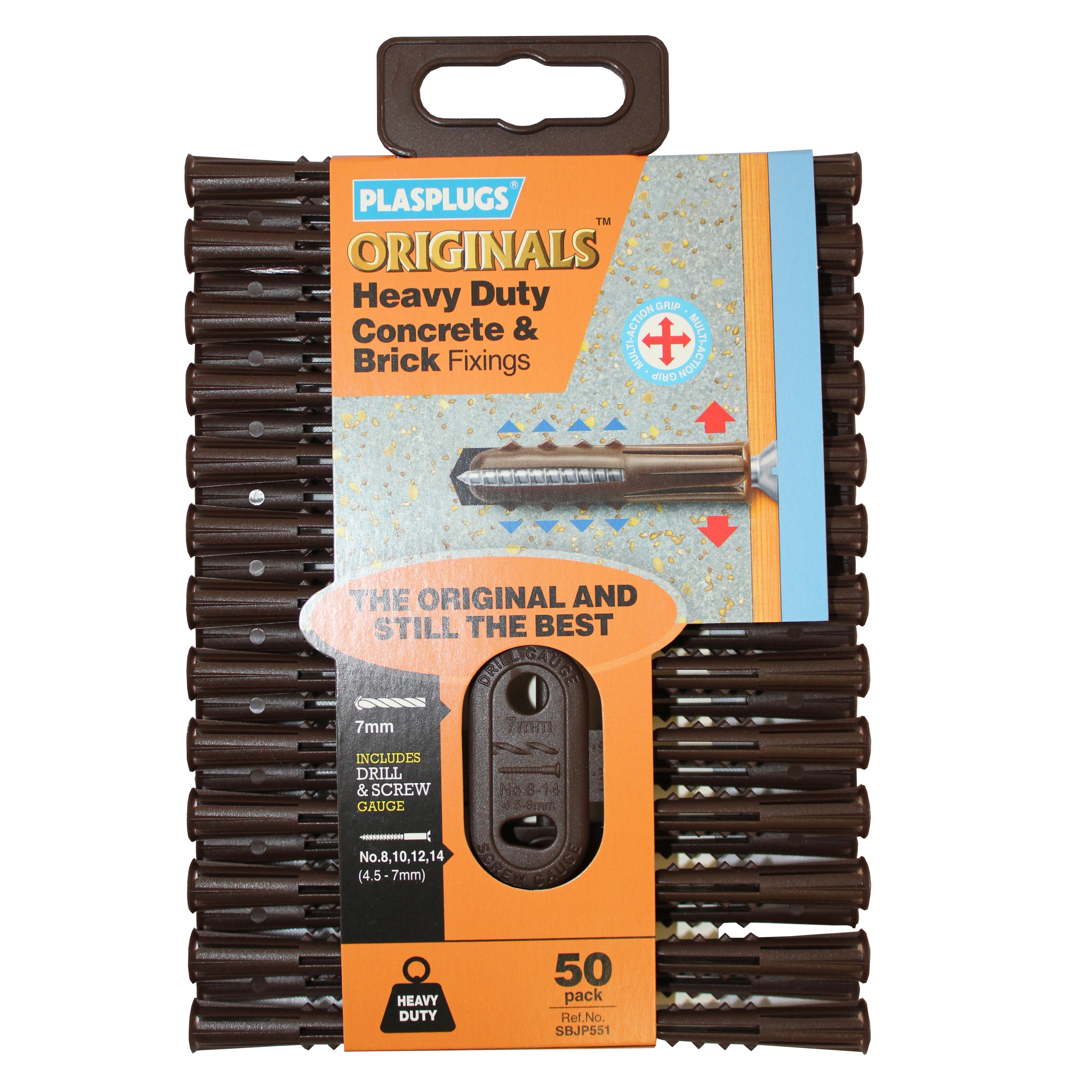 50 Plasplugs Heavy Duty Concrete & Brick Fixings Clip Pack 50 Plasplugs Heavy Duty Concrete & Brick Fixings Clip Pack