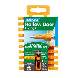 20 x Hollow Door Regular Duty Fixings Clip Pack + Drill