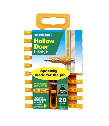 20 x Hollow Door Regular Duty Fixings Clip Pack + Drill